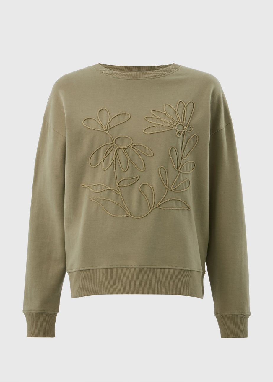 Green Floral Stitch Sweatshirt