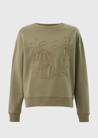 Green Floral Stitch Sweatshirt