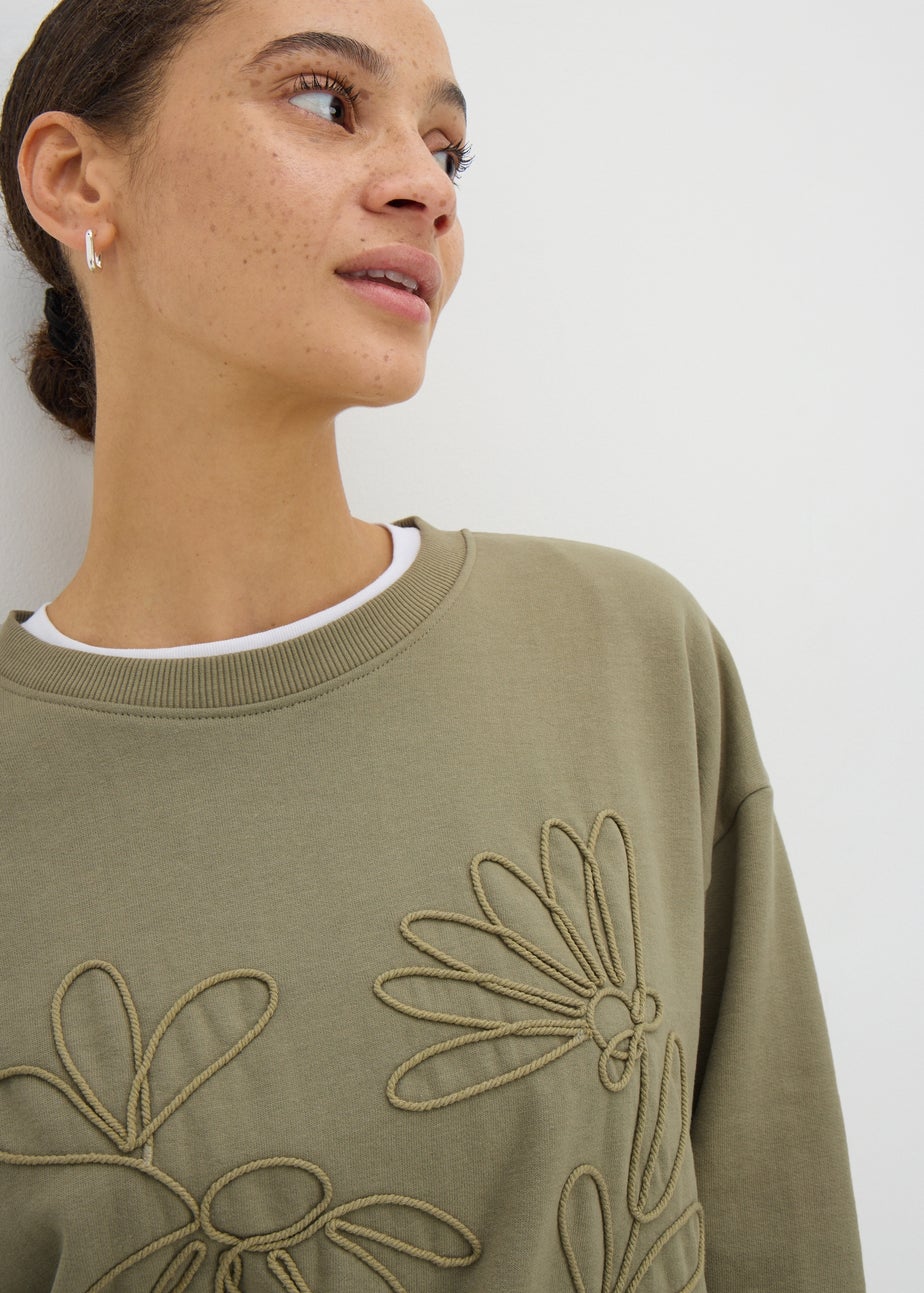 Green Floral Stitch Sweatshirt