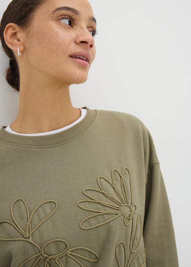 Green Floral Stitch Sweatshirt