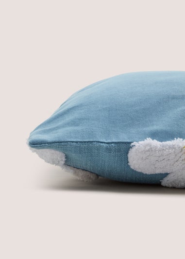 Blue Daisy Embroidered Cushion