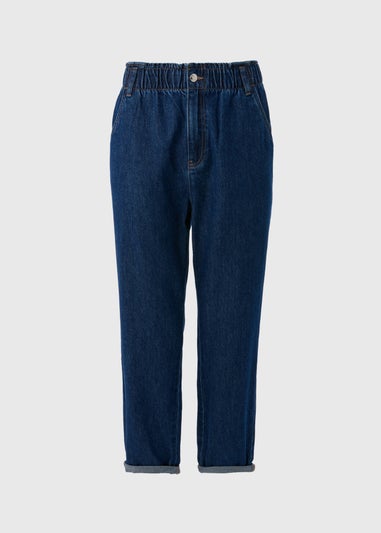 Blue Dark Wash Paperbag Jean