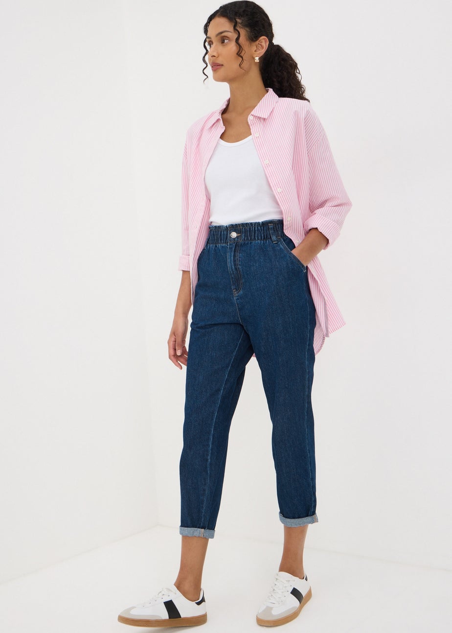 Blue Dark Wash Paperbag Jean