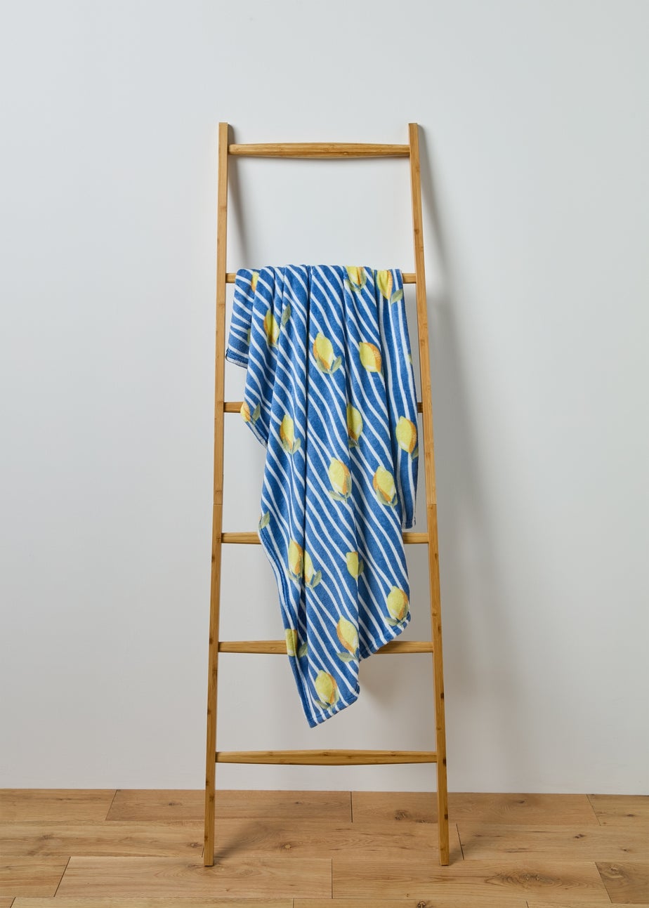 Blue Lemon Printed Throw
