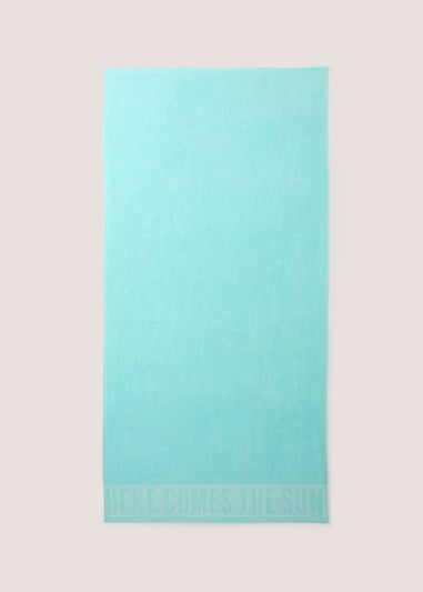 Turquoise Slogan Beach Towel