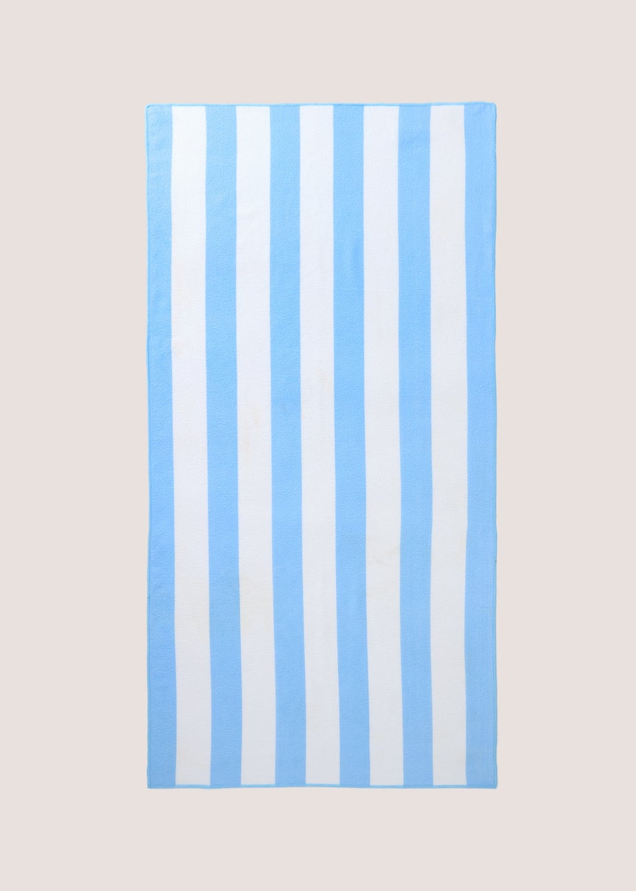 Blue Microfibre Stripe Beach Towel