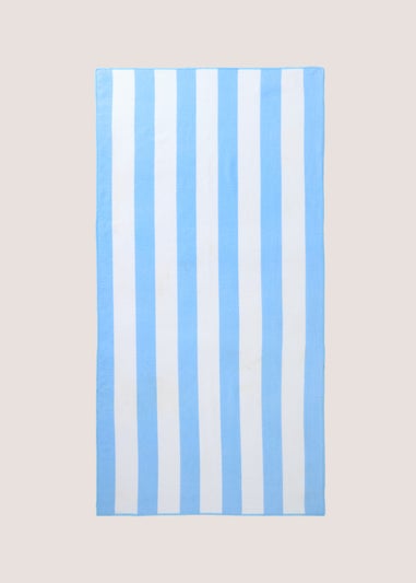Blue Microfibre Stripe Beach Towel