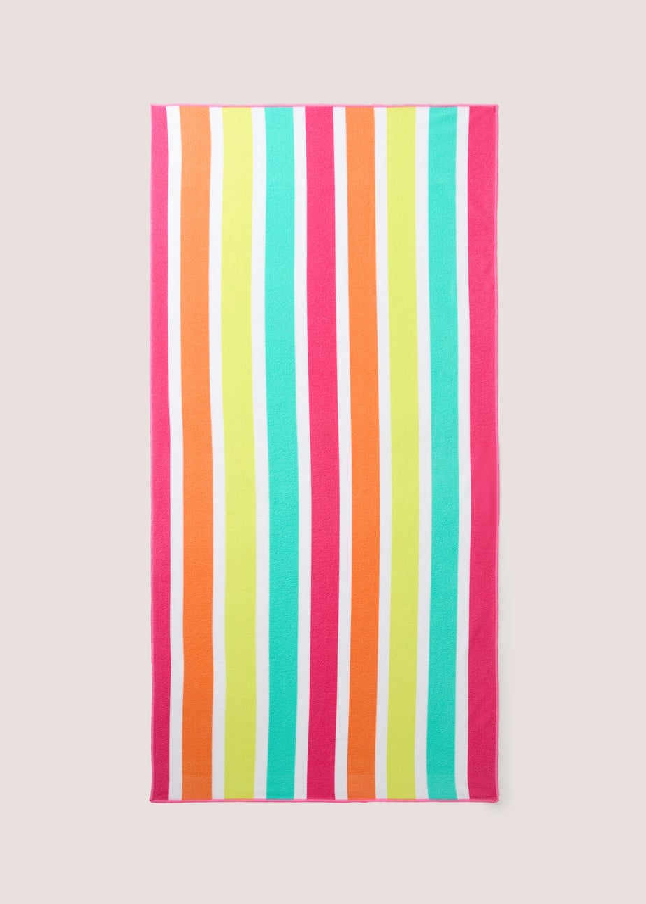 Multicolour Microfibre Stripe Beach Towel