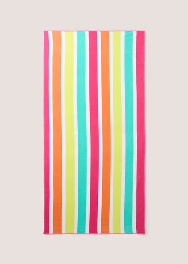 Multicolour Microfibre Stripe Beach Towel