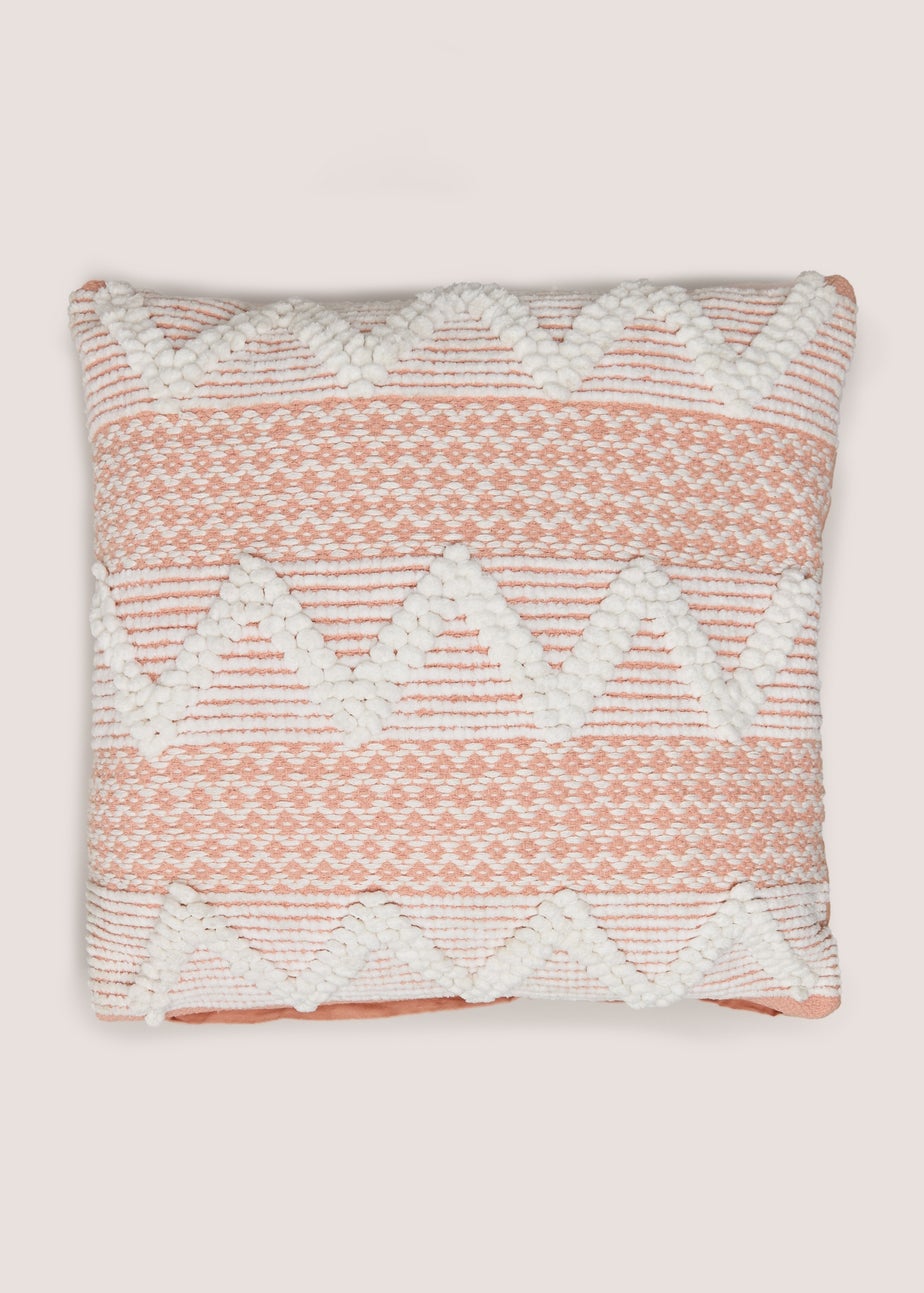 Coral Bobble Stripe Cushion
