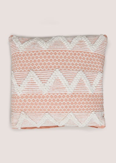Coral Bobble Stripe Cushion