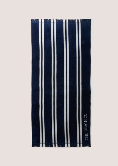 Navy Stripe Beach Towel