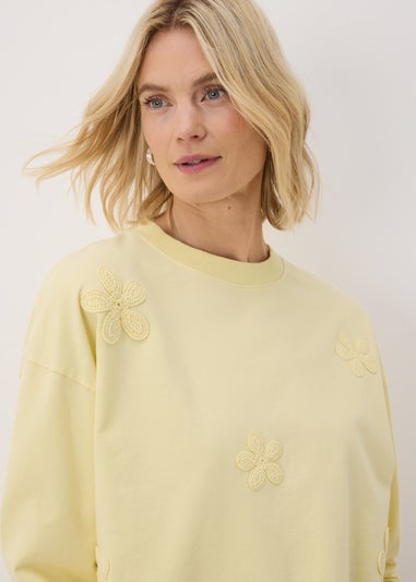 Yellow Crochet Flower Sweatshirt