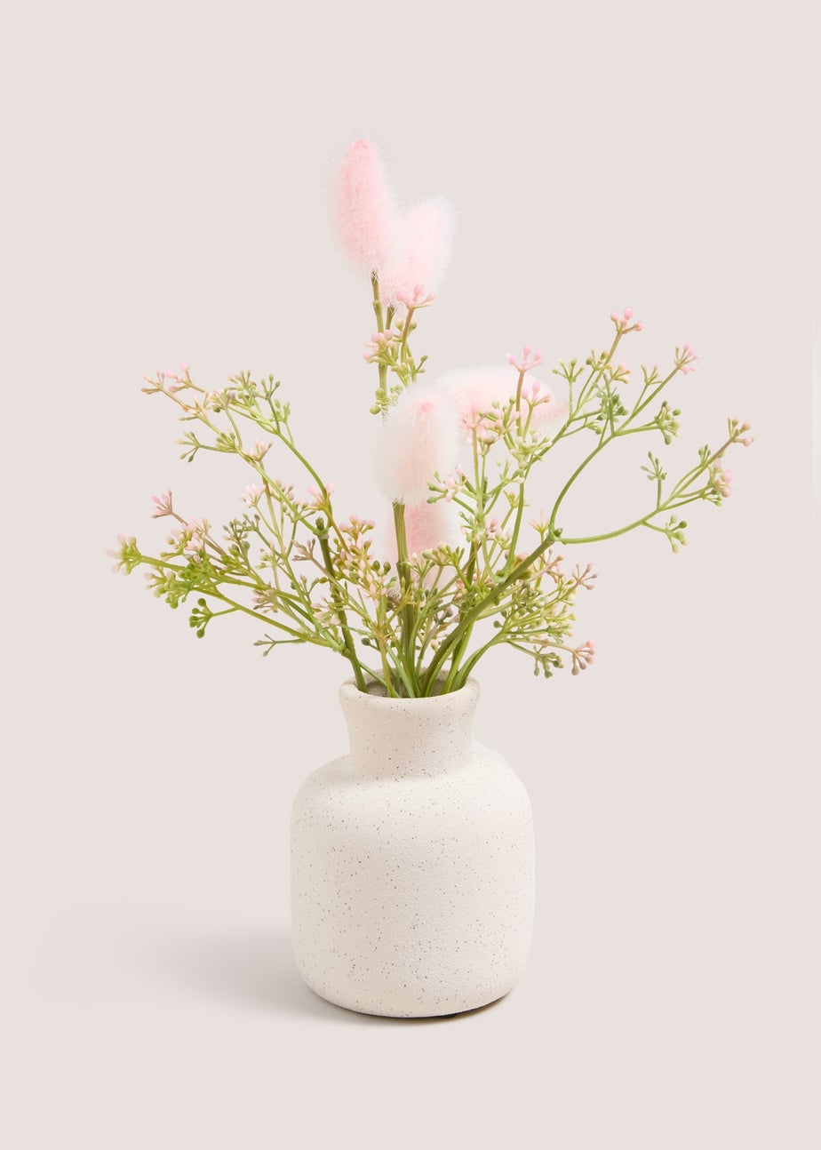 Pink Dried Pampas In Cream Pot