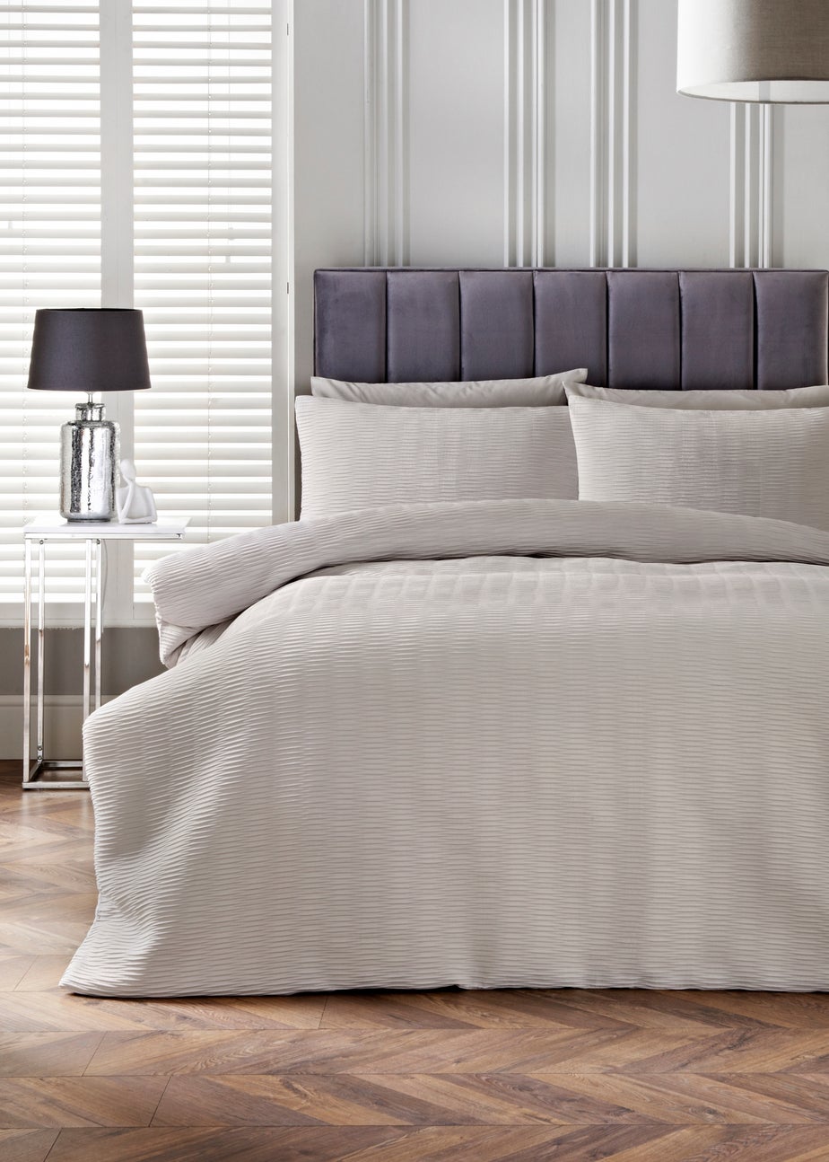 Grey Ruched Duvet Set