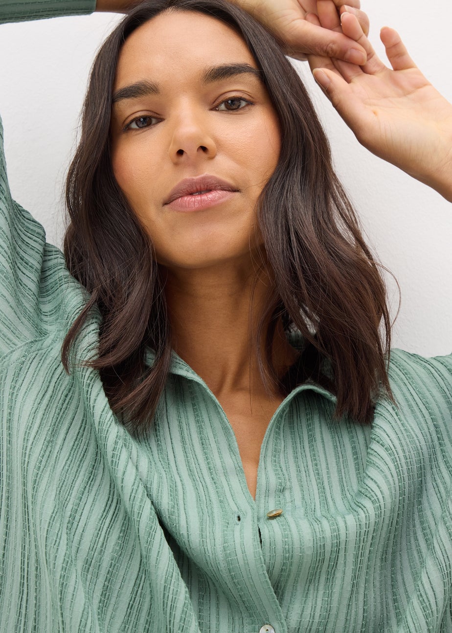 Et Vous Sage Green Textured Co Ord Shirt