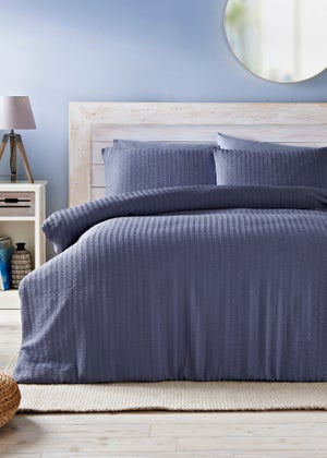 Blue Stripe Seersucker Duvet Set