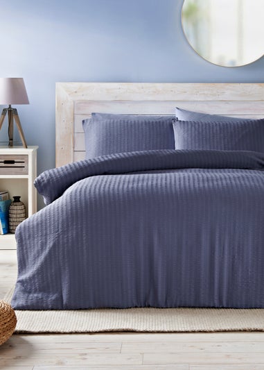 Blue Stripe Seersucker Duvet Set