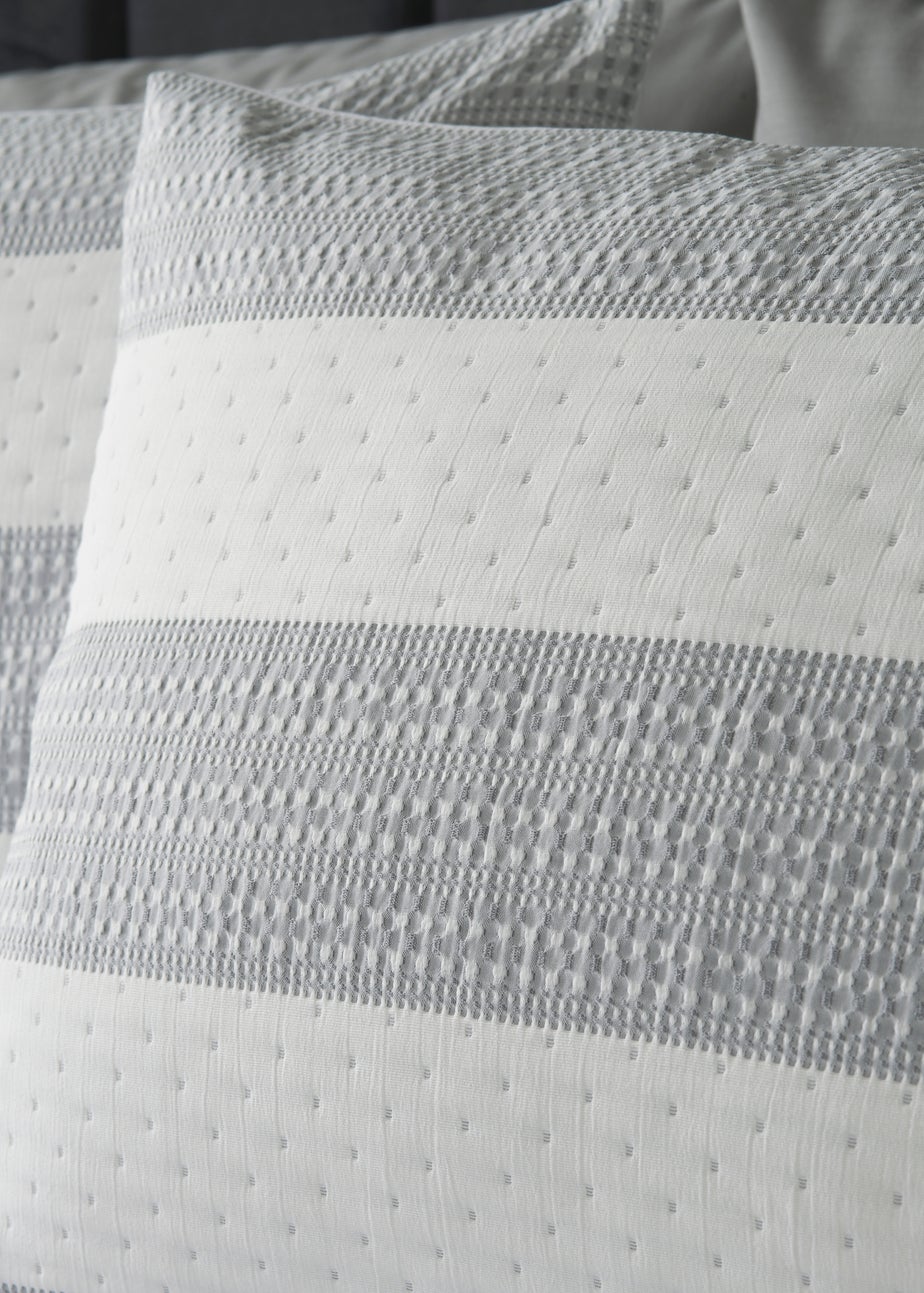 Grey & White Stripe Waffle Duvet Set
