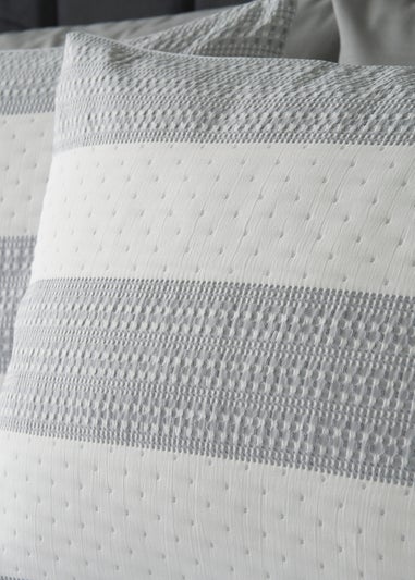 Grey & White Stripe Waffle Duvet Set