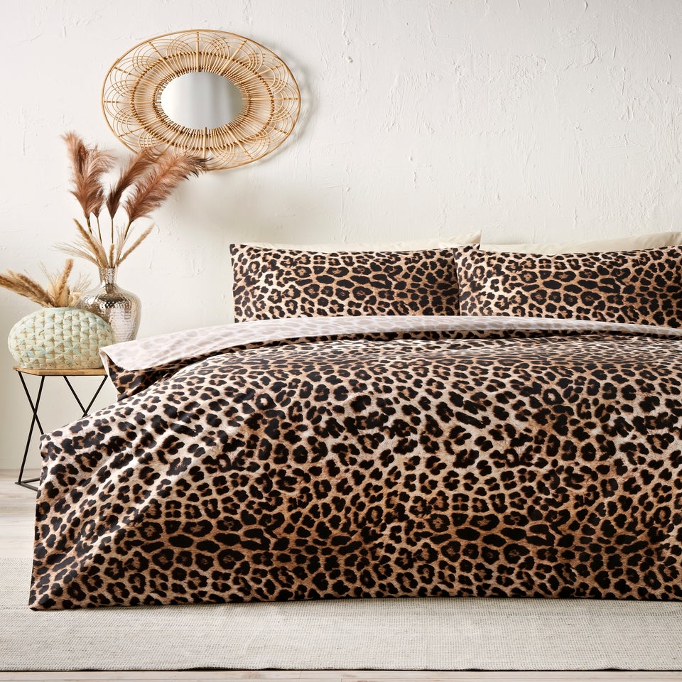 Brown Leopard Print Duvet Set