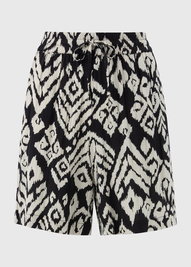 Black Mono Crinkle Shorts