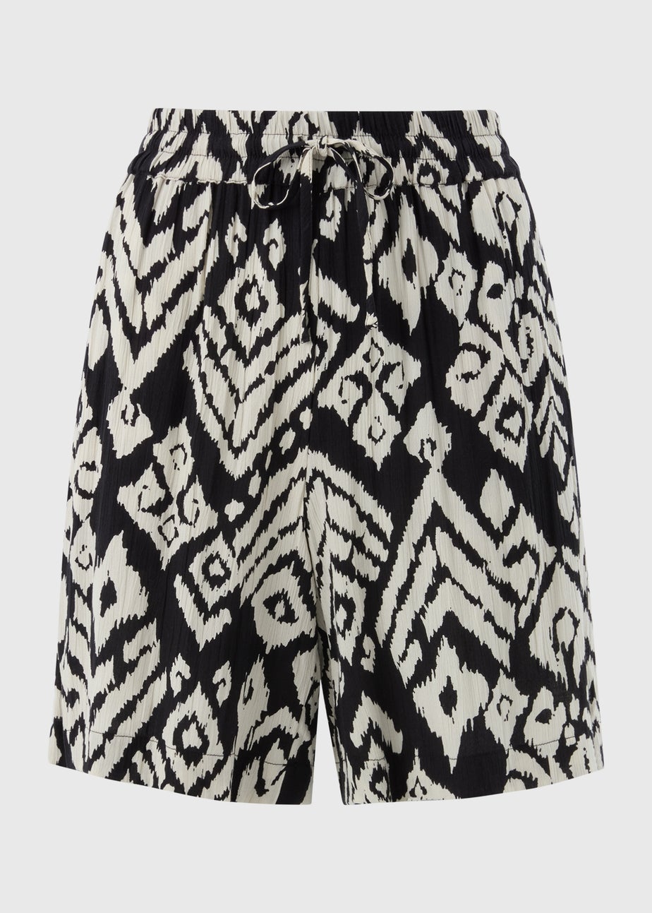 Black Mono Crinkle Shorts