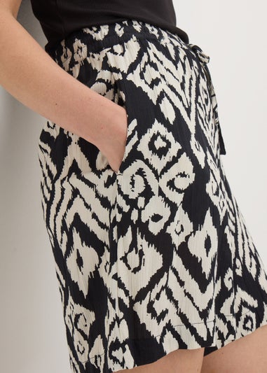 Black Mono Crinkle Shorts