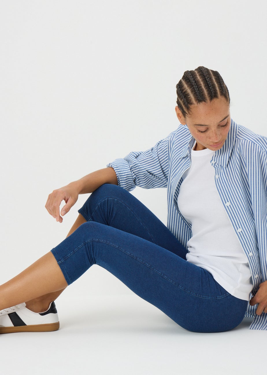 Blue Denim Cropped Jeans