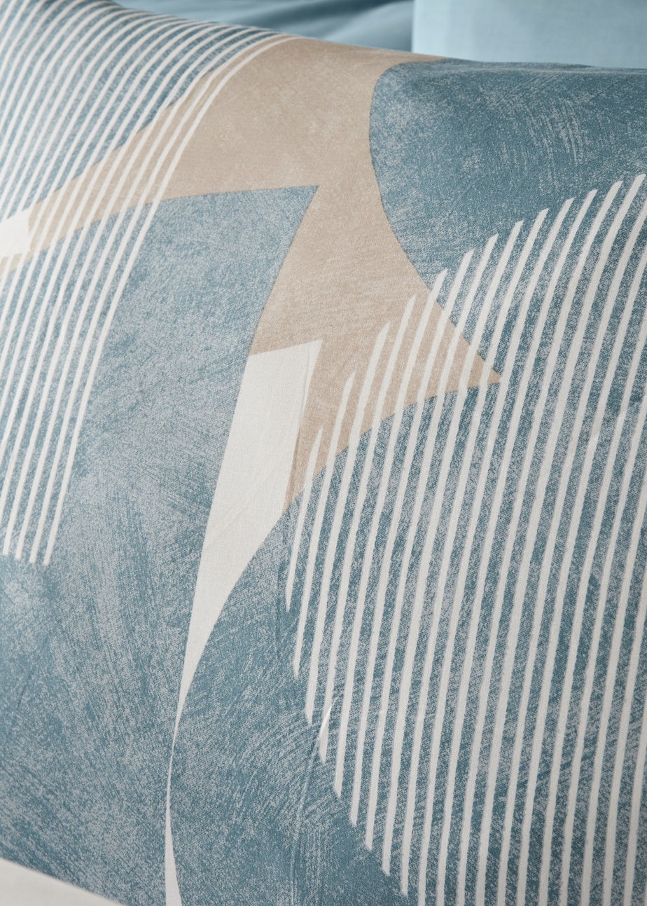 Blue Textured Geometric Duvet Set