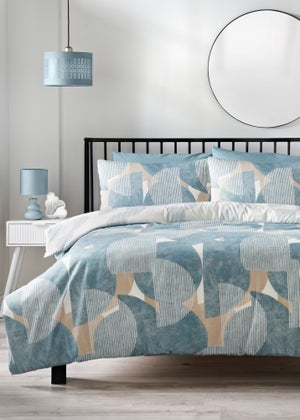 Blue Textured Geometric Duvet Set
