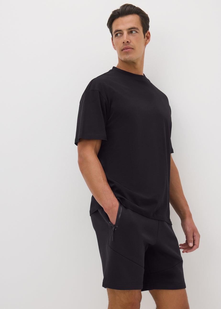 Souluxe Black Panel Jogger Shorts
