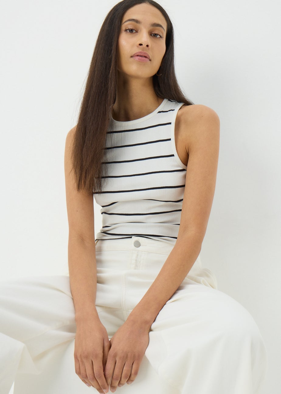 White Stripe Vest Top