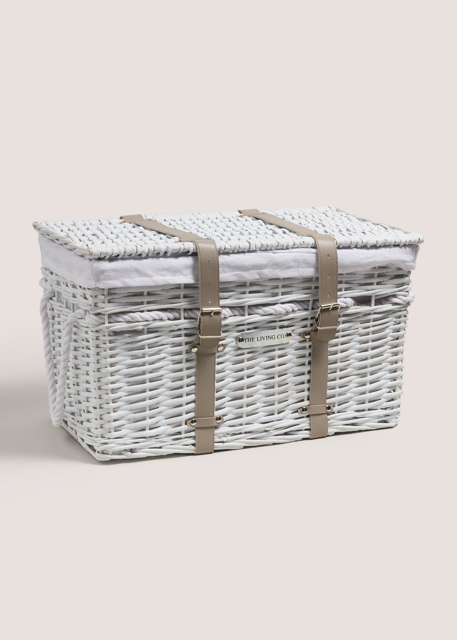 2 Piece White Willow Storage Basket