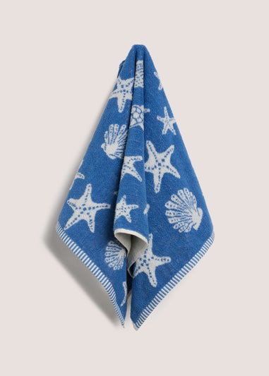 Blue Beach Print Towel