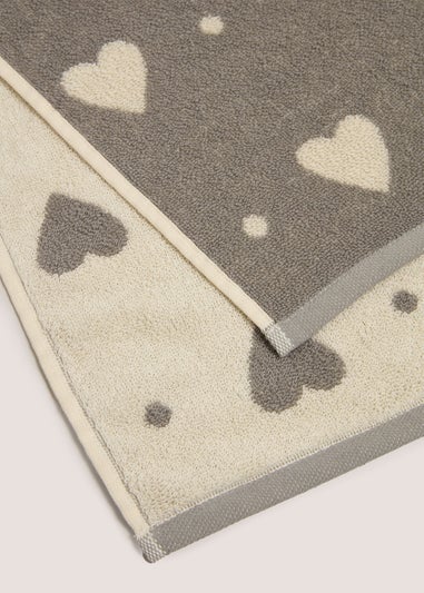 Grey Heart Jacquard Towel