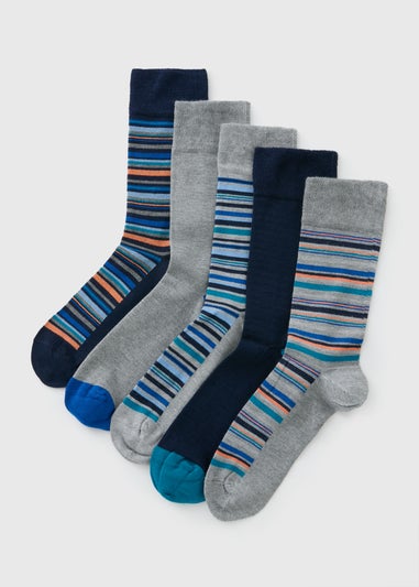 5 Pack Flexi Top Multicolour Stripe Socks