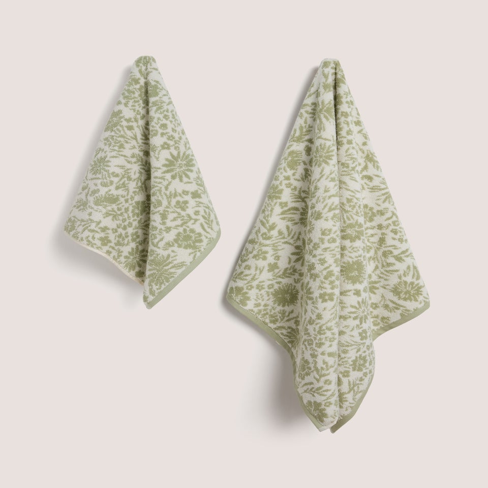 Green Floral Towel