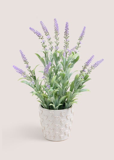 Lavender In Heart Embroidered Pot