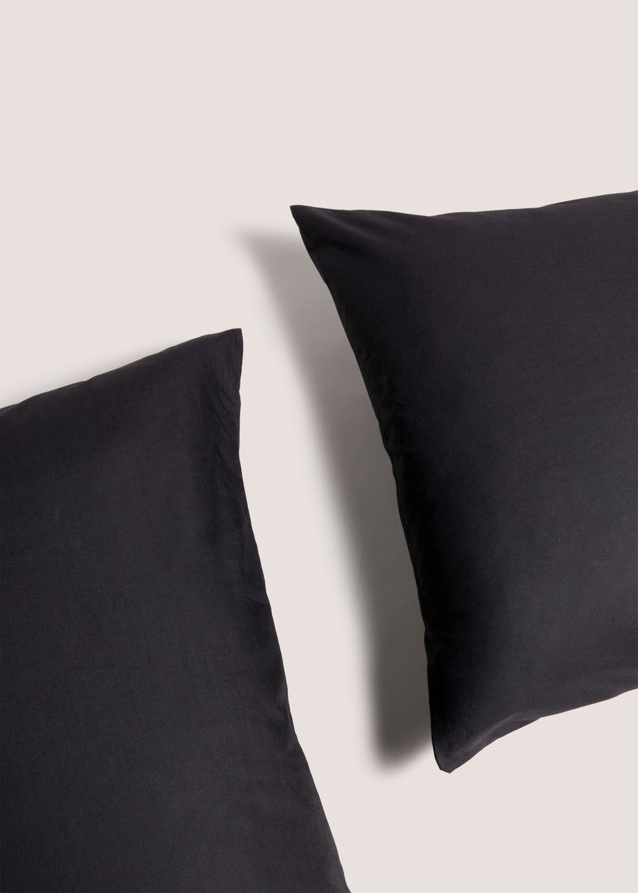 2 Pack Black Cotton Housewife Pillowcases