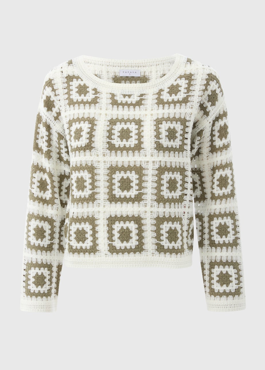 Green Crochet Patchwork Jumper