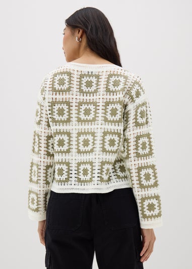 Green Crochet Patchwork Jumper