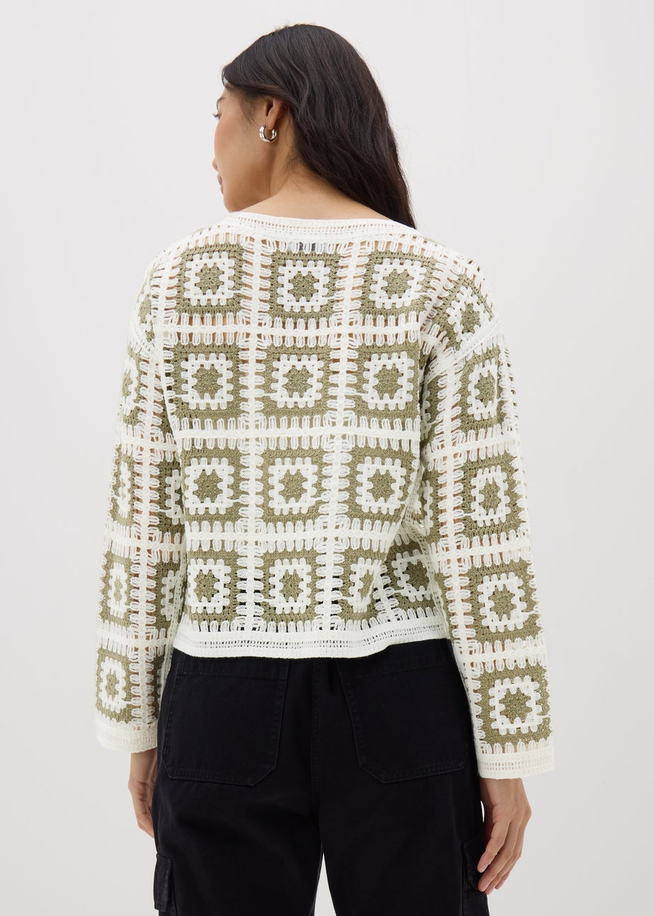 Green Crochet Patchwork Jumper