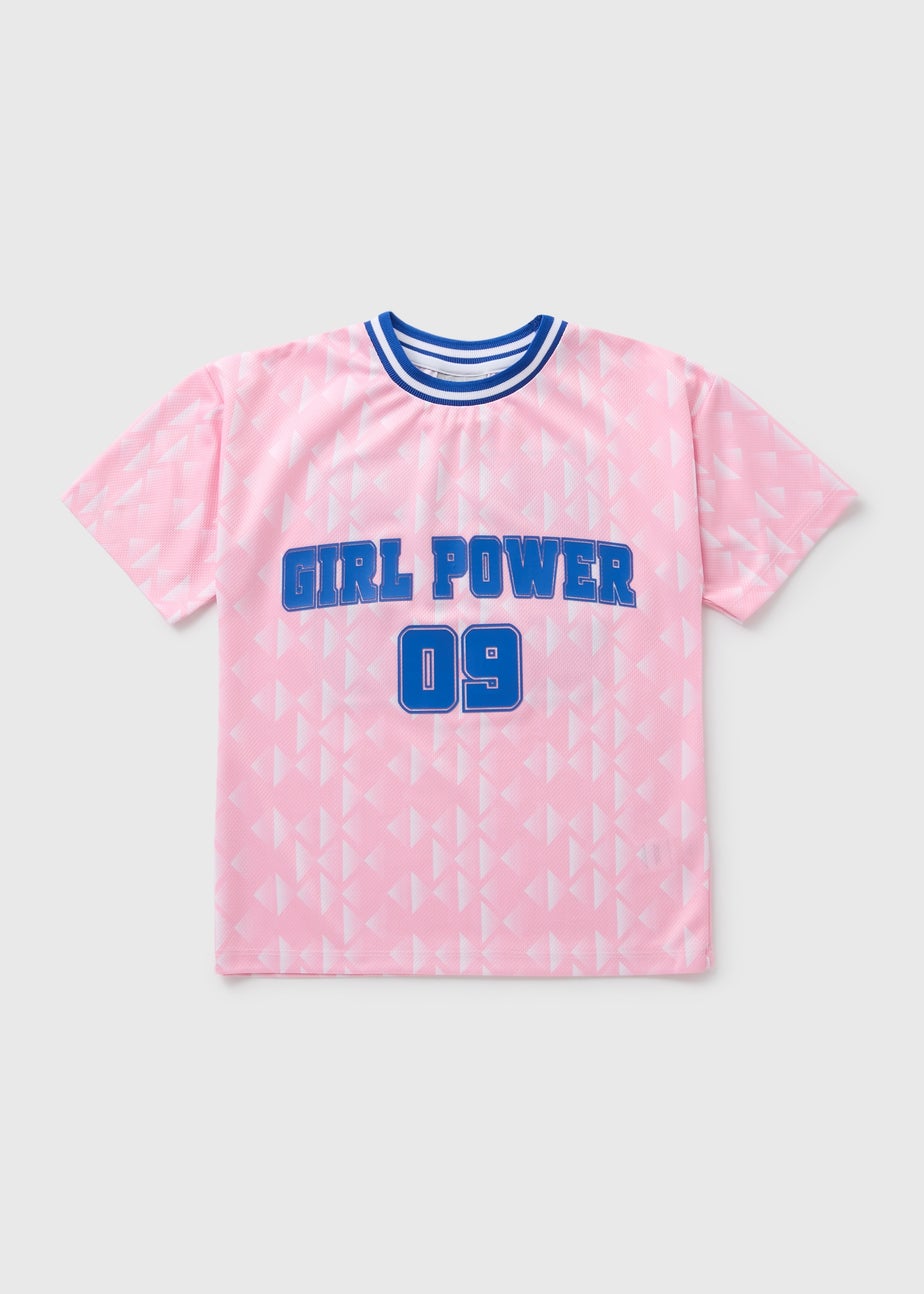 Girls Pink Football T-Shirt (7-15yrs)