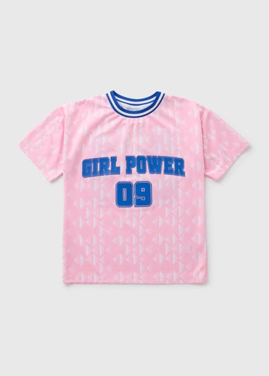 Girls Pink Football T-Shirt (7-15yrs)