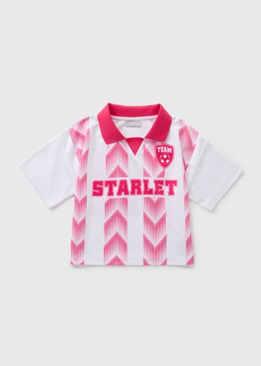 Girls Pink Cropped Football Shirt (7-15yrs)