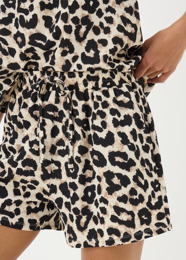 Brown Leopard Co Ord Shorts