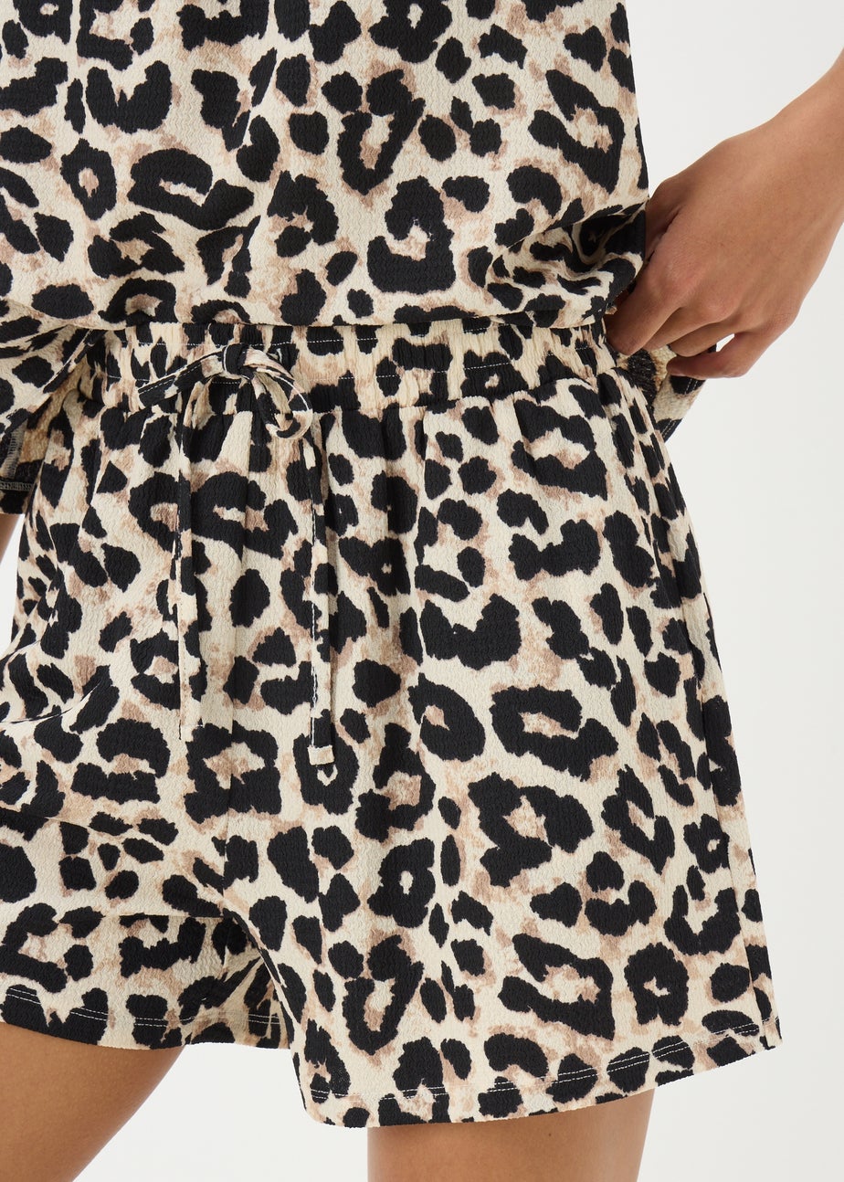 Brown Leopard Co Ord Shorts