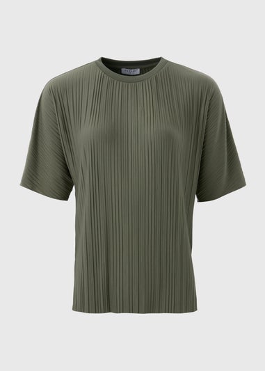 Khaki Plisse Co Ord T-Shirt