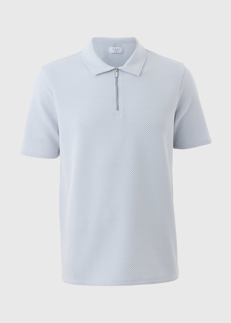 Light Blue Quarter Zip Polo Shirt